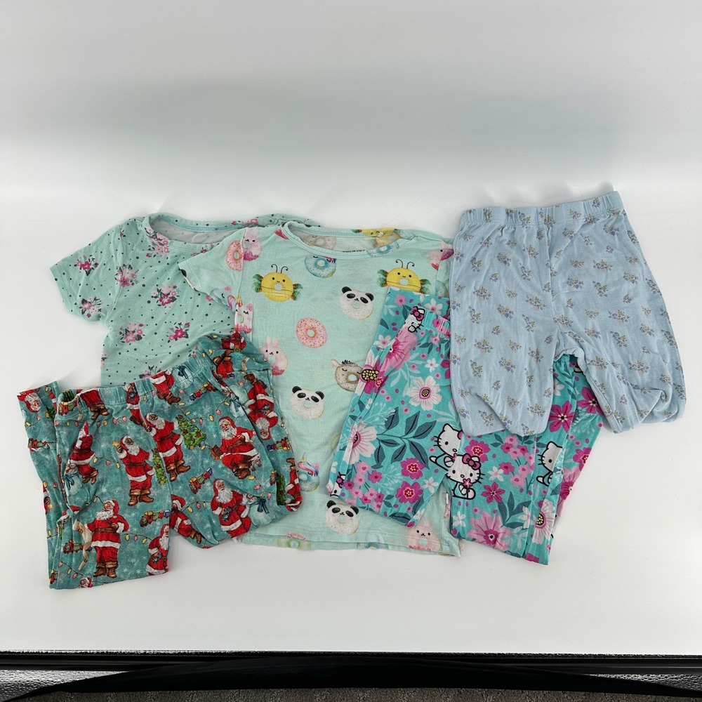Posh Peanut Kids Bamboo Viscose Pajama Lot Santa Hello Kitty Floral 3T 4T
